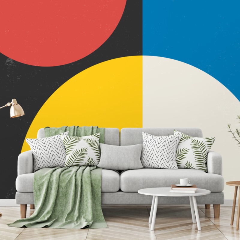 Wall mural bold geometric color study