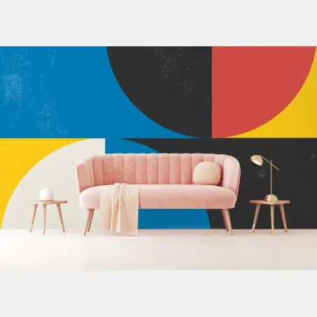 Wall mural bold geometric color block composition • Wallissimo®