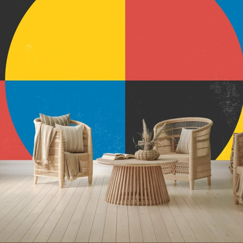 Wall mural geometric primary circle art