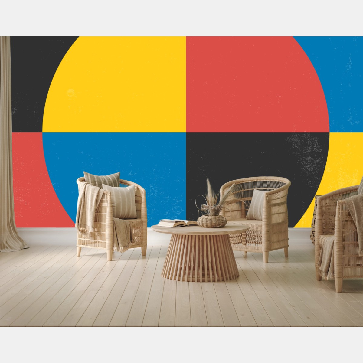 Wall mural geometric primary circle art • Wallissimo®
