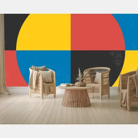 Wall mural geometric primary circle art • Wallissimo®