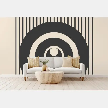 Wall mural minimal geometric composition in beige and black • Wallissimo®