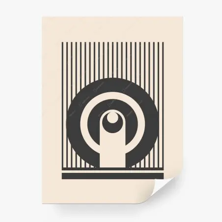Wall mural minimal geometric composition in beige and black • Wallissimo®
