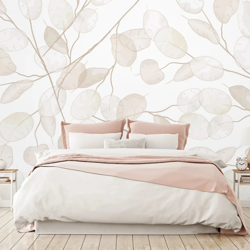 Wall mural delicate beige botanical watercolor pattern