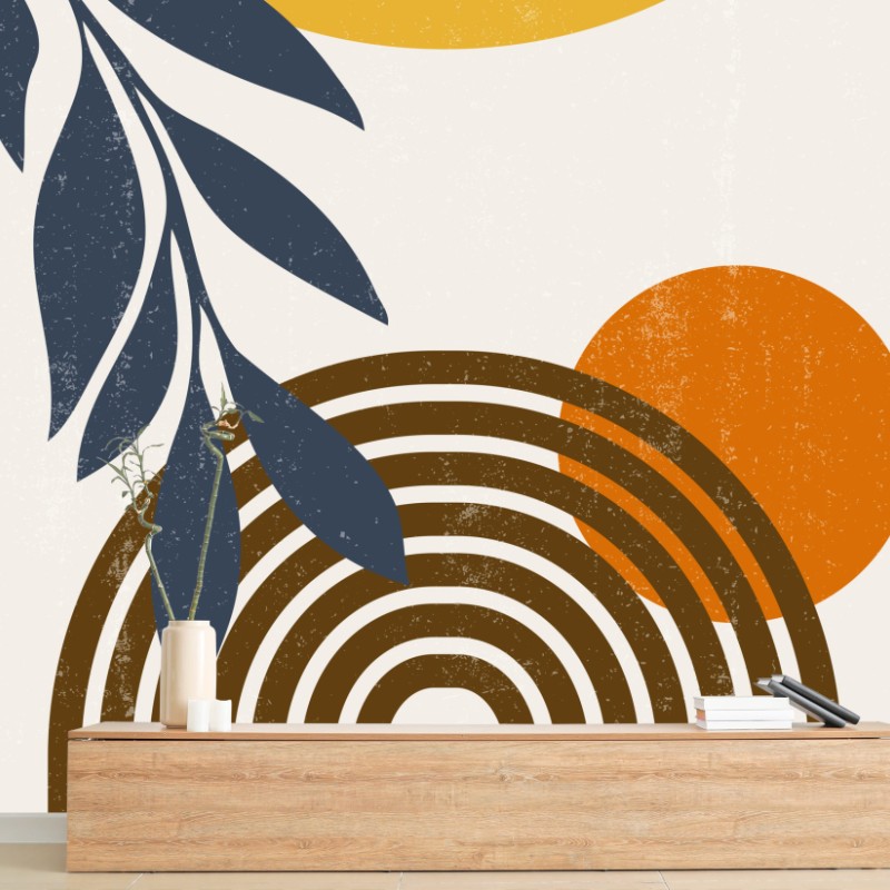Wall mural boho abstract sunset arch print