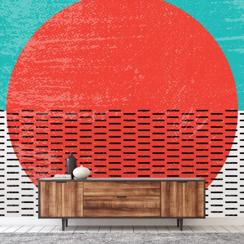 Wall mural turquoise sun geometric art