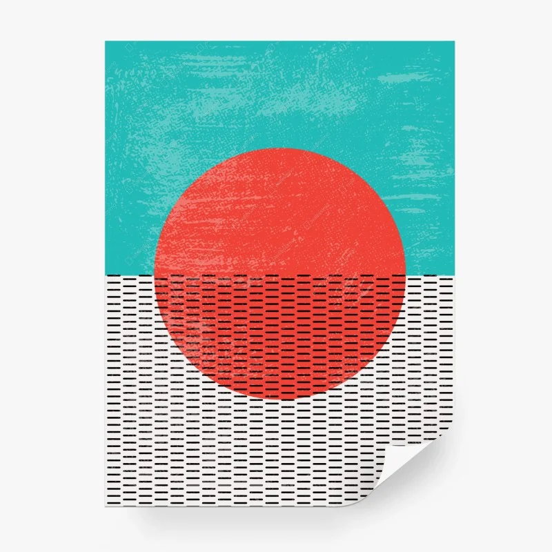 Wall mural turquoise sun geometric art