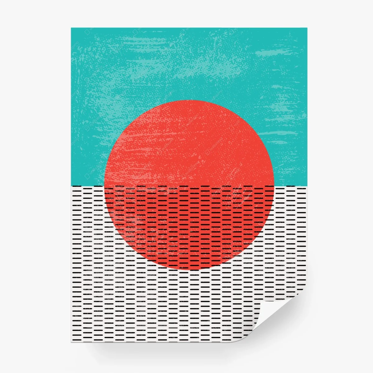Wall mural turquoise sun geometric art • Wallissimo® Wall mural turquoise sun geometric art • Wallissimo®