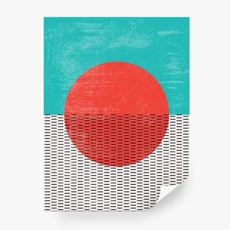 Wall mural turquoise sun geometric art • Wallissimo®