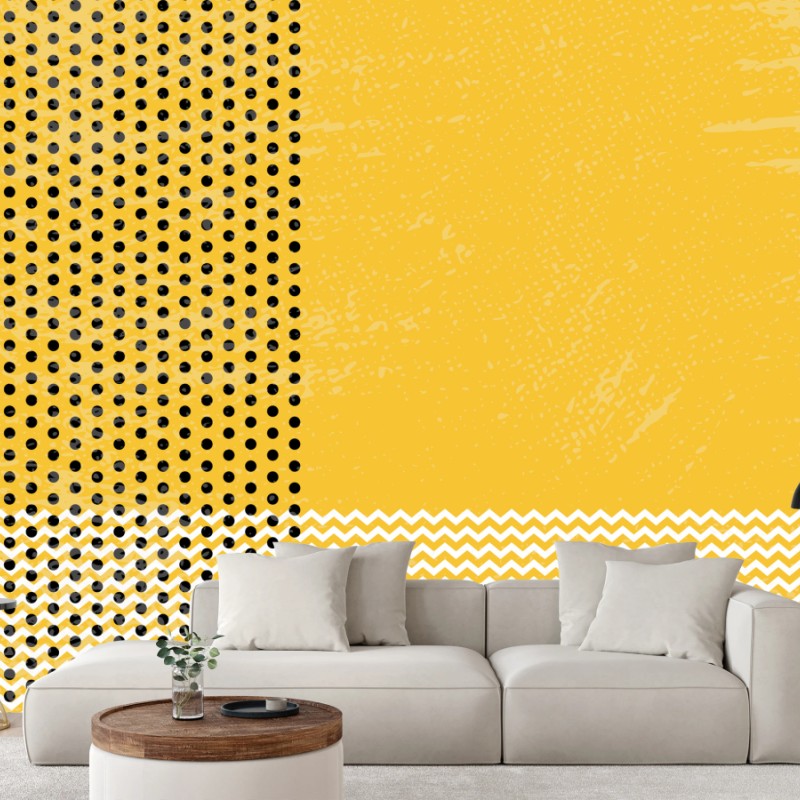 Wall mural bold yellow retro dot pattern