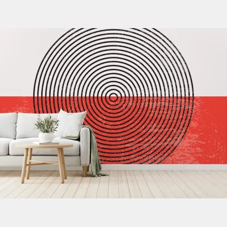 Wall mural red concentric circle abstract print • Wallissimo®
