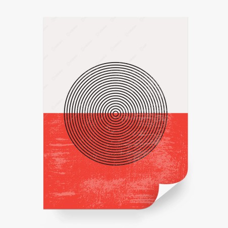 Wall mural red concentric circle abstract print • Wallissimo®