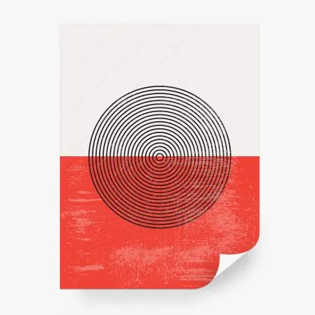 Wall mural red concentric circle abstract print • Wallissimo®