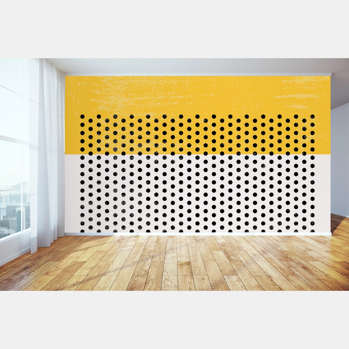 Wall mural yellow polka dot abstract wall art • Wallissimo®