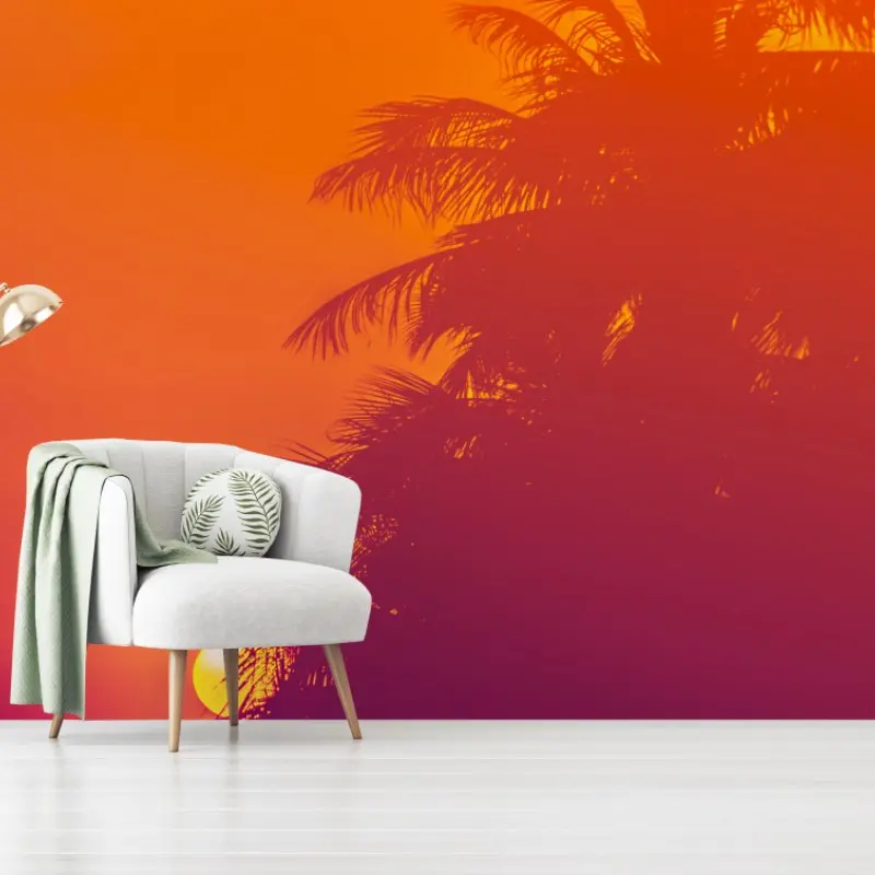 Wall mural tropical sunset silhouette, Thailand