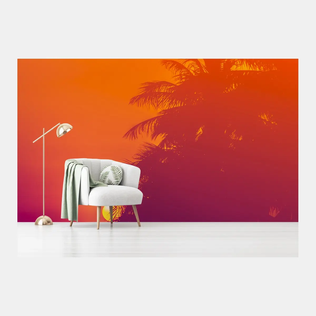 Wall mural tropical sunset silhouette, Thailand • Wallissimo®