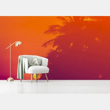 Wall mural tropical sunset silhouette, Thailand • Wallissimo®
