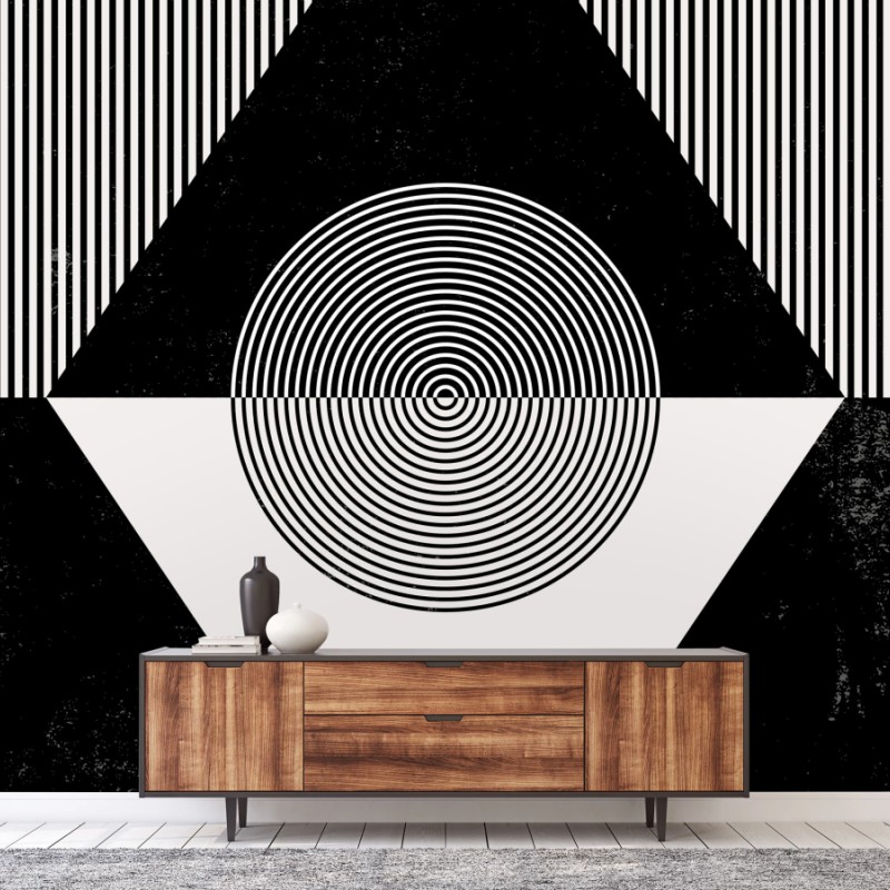 Wall mural monochrome geometric composition