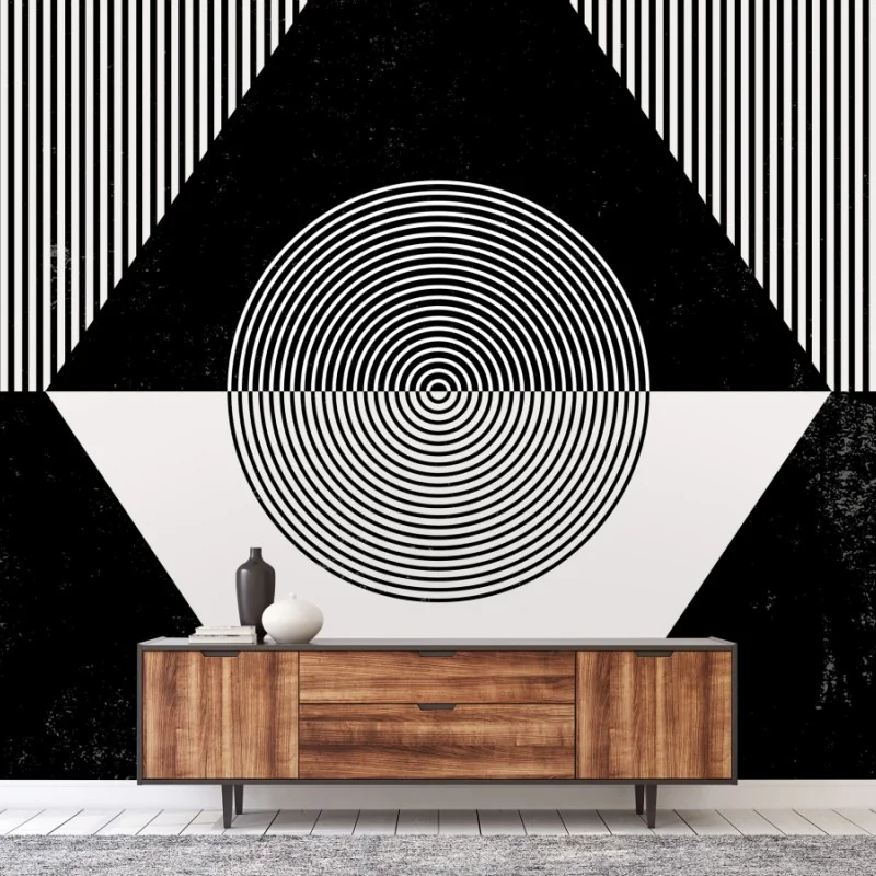 Wall mural monochrome geometric composition
