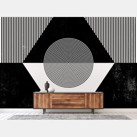 Wall mural monochrome geometric composition • Wallissimo®