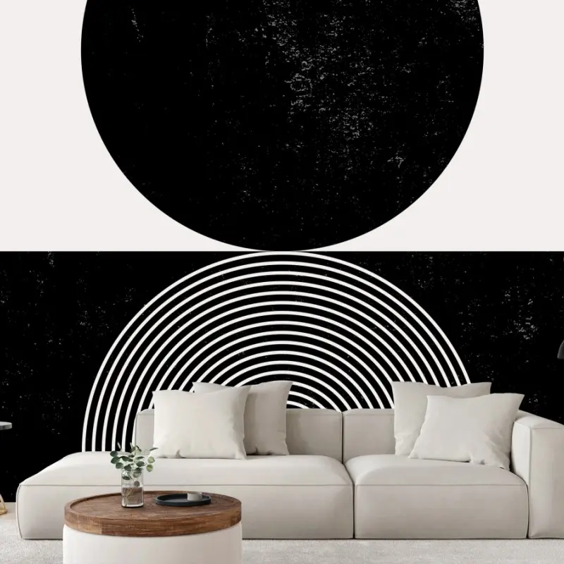 Wall mural minimal black and white geometric circles