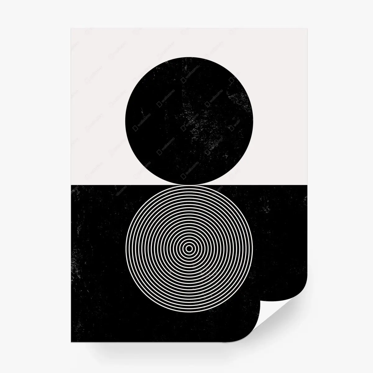 Wall mural minimal black and white geometric circles • Wallissimo®