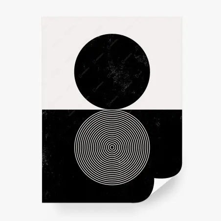 Wall mural minimal black and white geometric circles • Wallissimo®