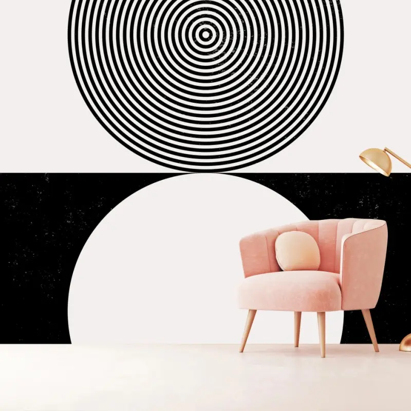 Wall mural minimal black and white concentric circles