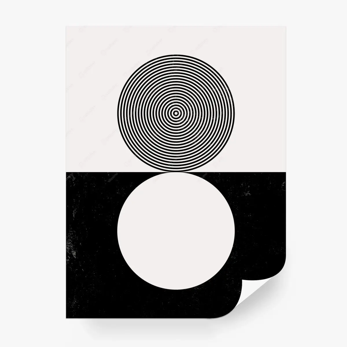 Wall mural minimal black and white concentric circles • Wallissimo®