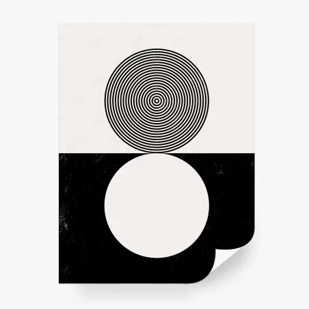 Wall mural minimal black and white concentric circles • Wallissimo®