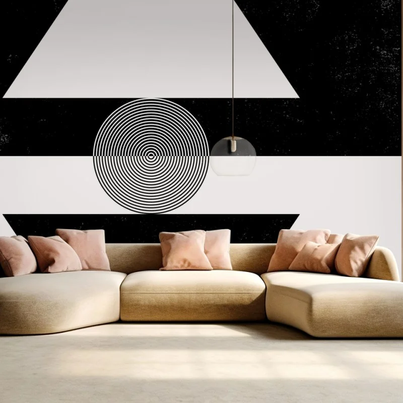 Wall mural geometric contrast triangles with concentric circle