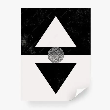 Wall mural geometric contrast triangles with concentric circle • Wallissimo®