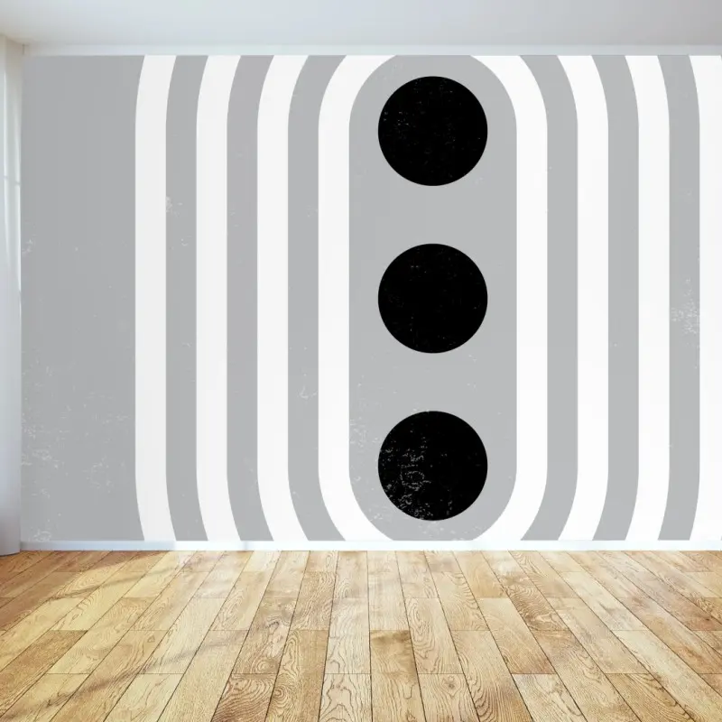 Wall mural minimal gray geometric design with concentric ovals