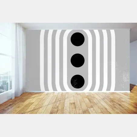 Wall mural minimal gray geometric design with concentric ovals • Wallissimo®