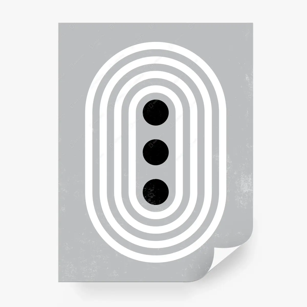 Wall mural minimal gray geometric design with concentric ovals • Wallissimo®