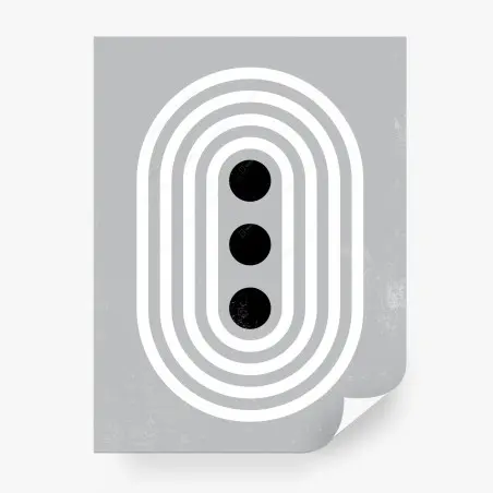 Wall mural minimal gray geometric design with concentric ovals • Wallissimo®
