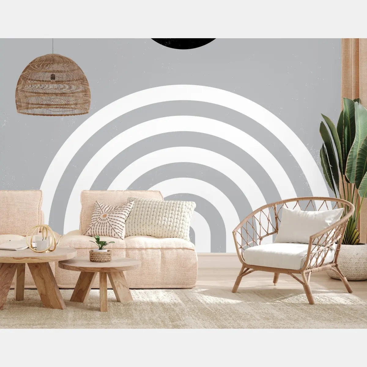 Wall mural minimalist geometric arches with sun • Wallissimo®