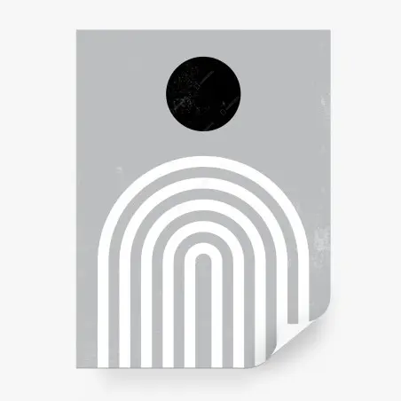 Wall mural minimalist geometric arches with sun • Wallissimo®