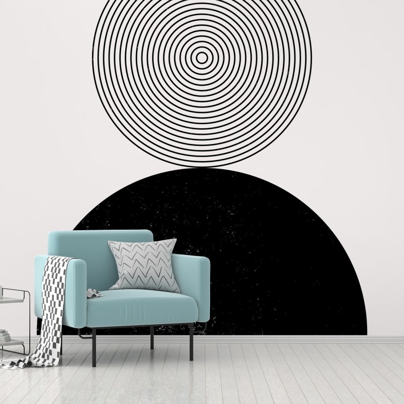 Wall mural minimal black circles composition
