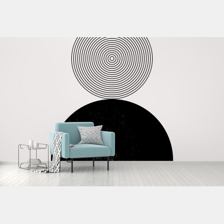 Wall mural minimal black circles composition • Wallissimo®