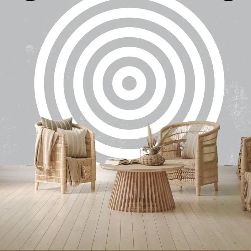 Wall mural grayscale concentric circles wall art