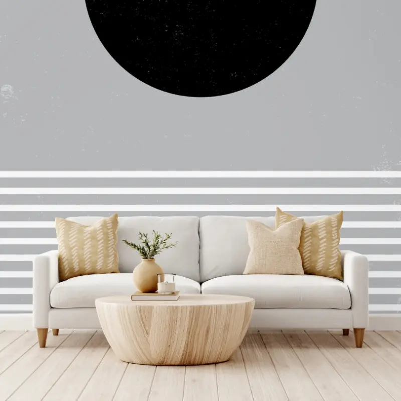 Wall mural black sun over striped horizon