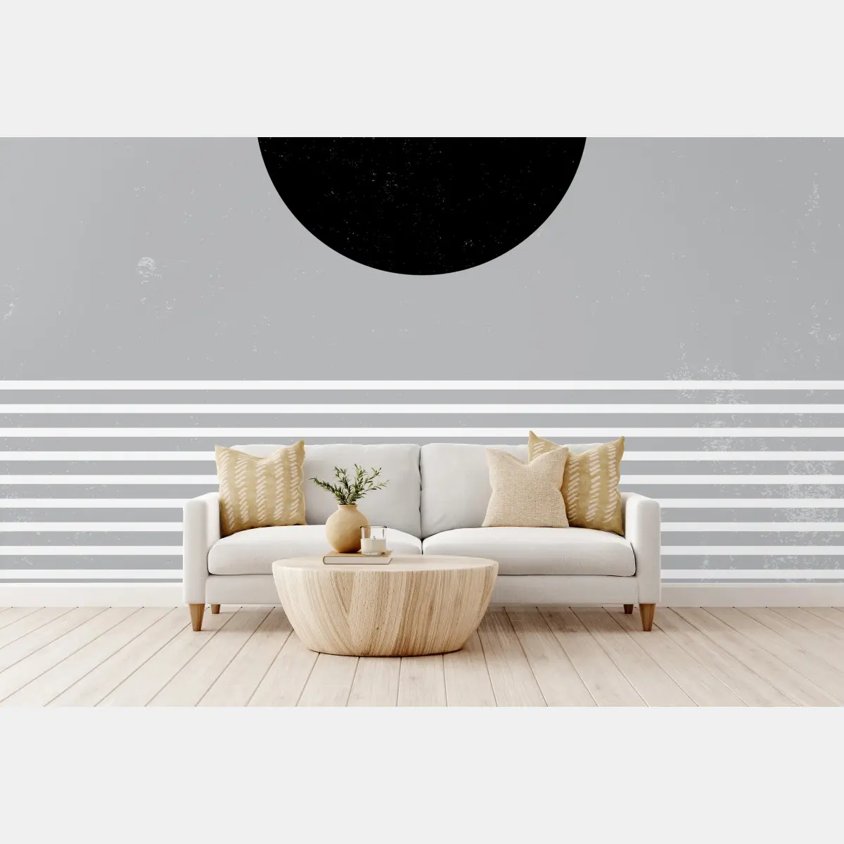 Wall mural black sun over striped horizon • Wallissimo®