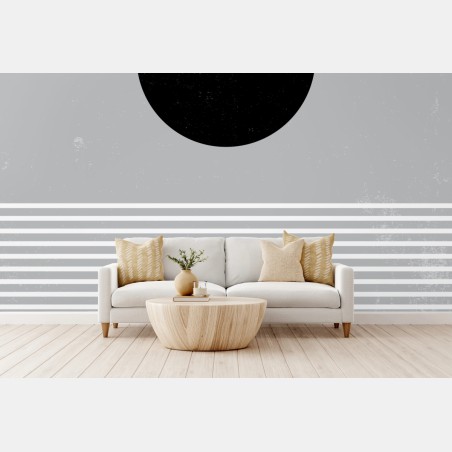 Wall mural black sun over striped horizon • Wallissimo®