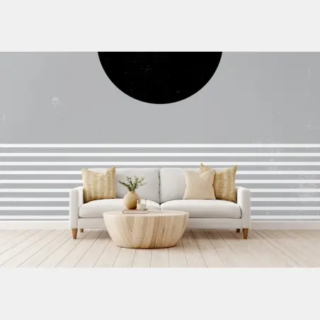 Wall mural black sun over striped horizon • Wallissimo®