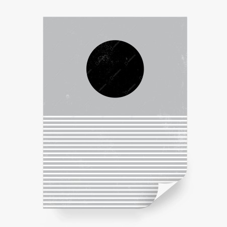Wall mural black sun over striped horizon • Wallissimo®