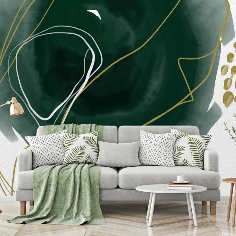 Wall mural emerald whisper abstract watercolor composition