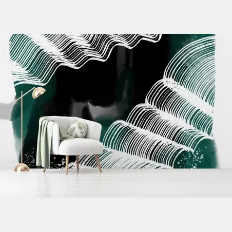 Wall mural turquoise wave pattern abstract art • Wallissimo®