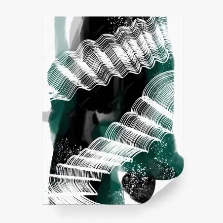 Wall mural turquoise wave pattern abstract art • Wallissimo®