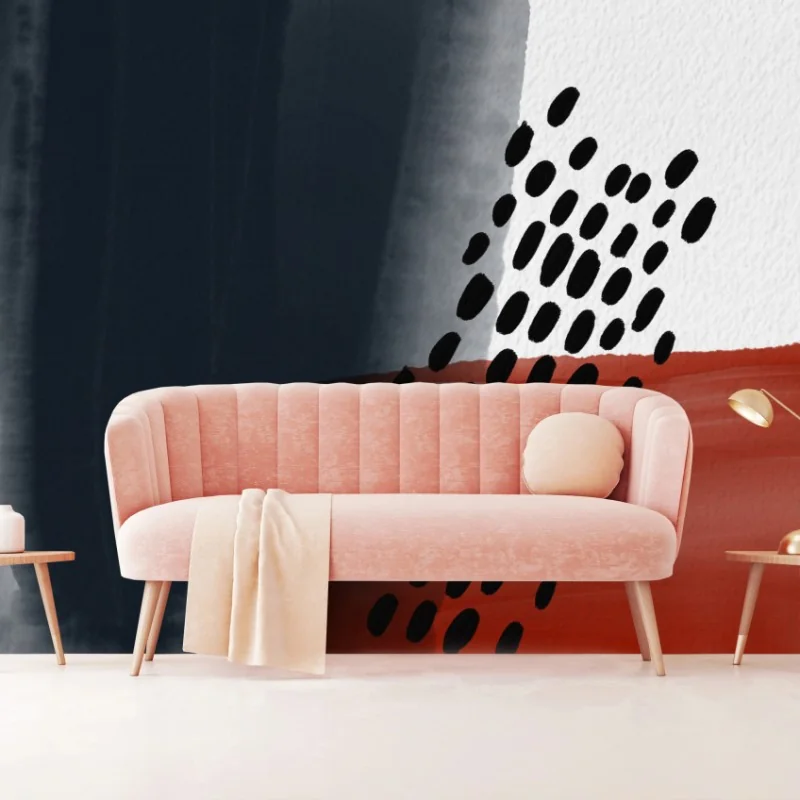 Wall mural abstract watercolor blocks with dotted pattern